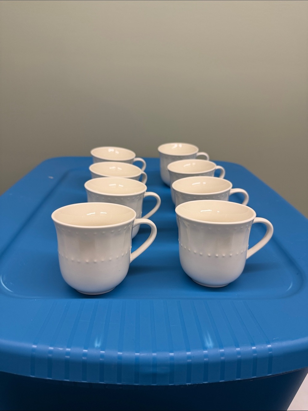 Gibson Everyday China White Ceramic Dot-Detail Mugs - Set of 8